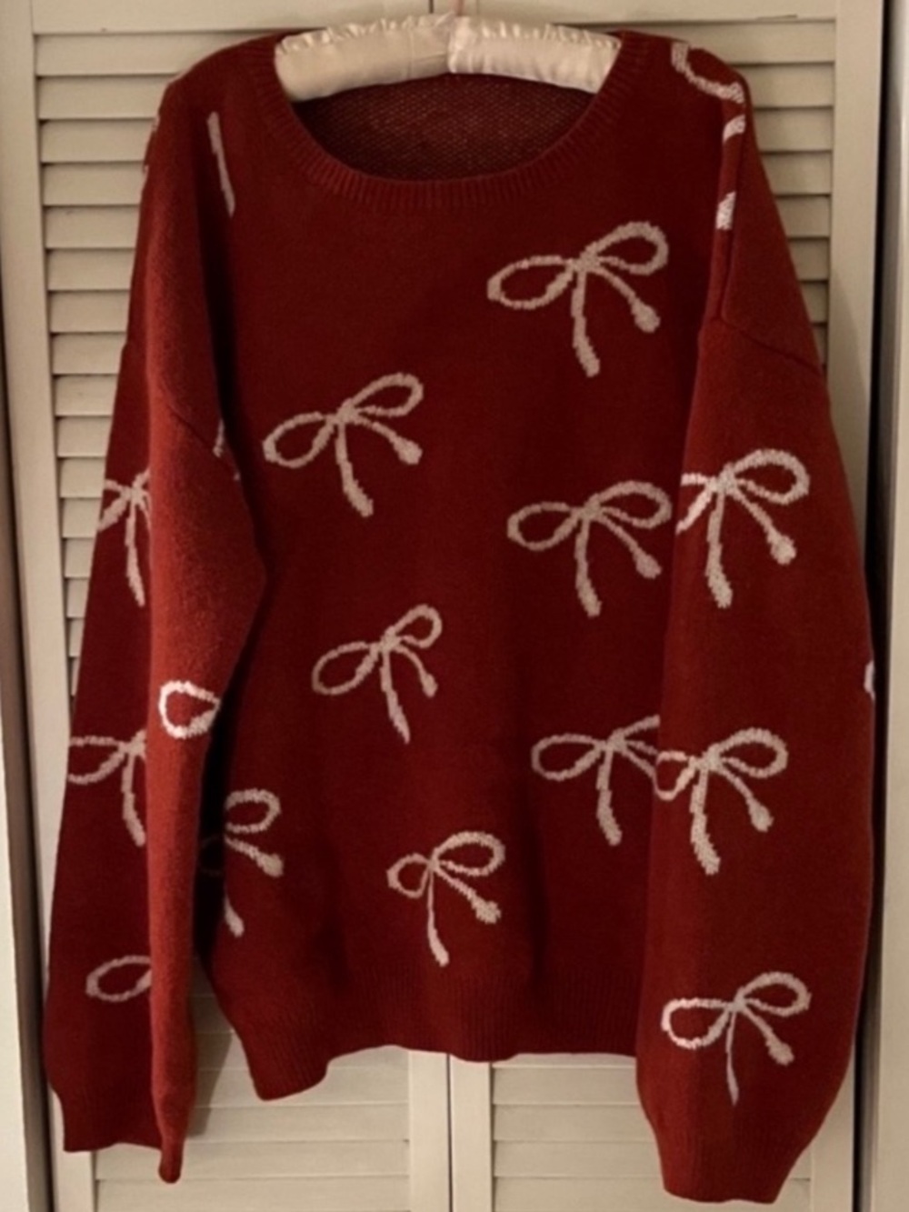 Rustic Orange Chunky Pullover Fall Coquette Sweater Bow Print